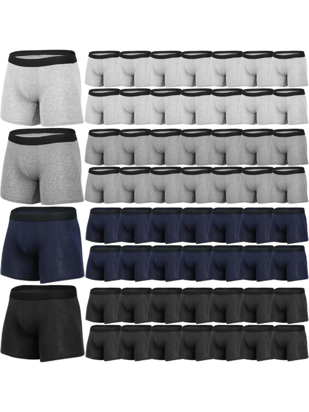 60 Pack Men's Cotton Boxer Briefs - Assorted Colors & Sizes, Perfect for